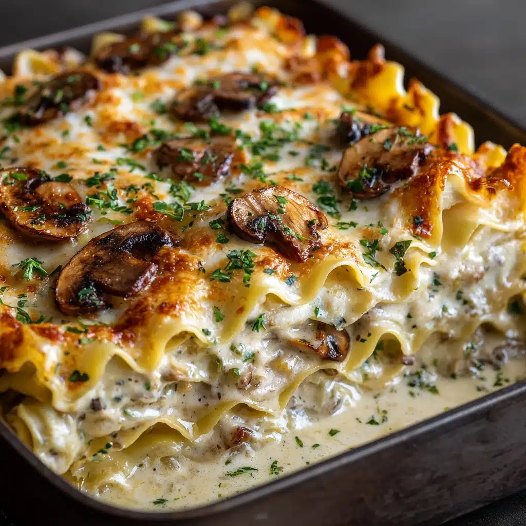 Cheesy Mushroom Chicken Alfredo Lasagna Recipe