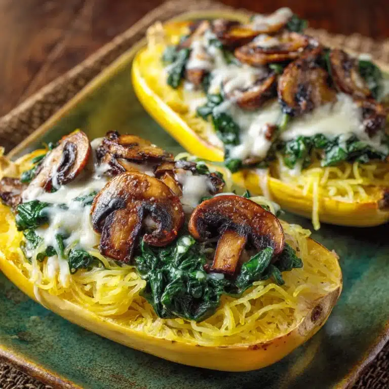 Creamy Spinach and Mushroom Stuffed Spaghetti Squash Recipe