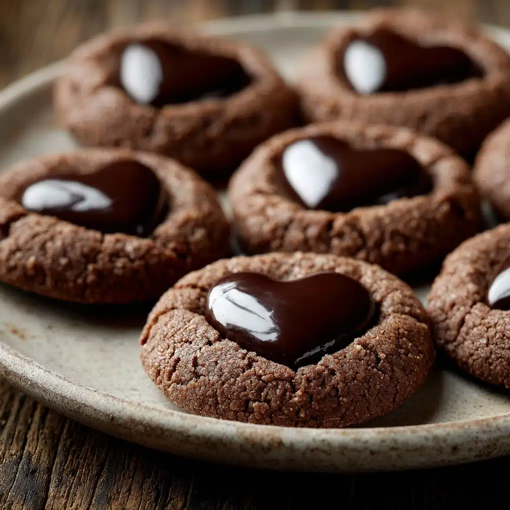 Heart-Shaped Chocolate Thumbprint Cookies Recipe - Recipe Image