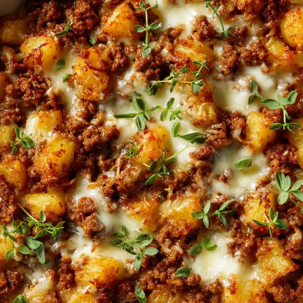 One-Pan Cheesy Meat & Potato Skillet Recipe - Recipe Image