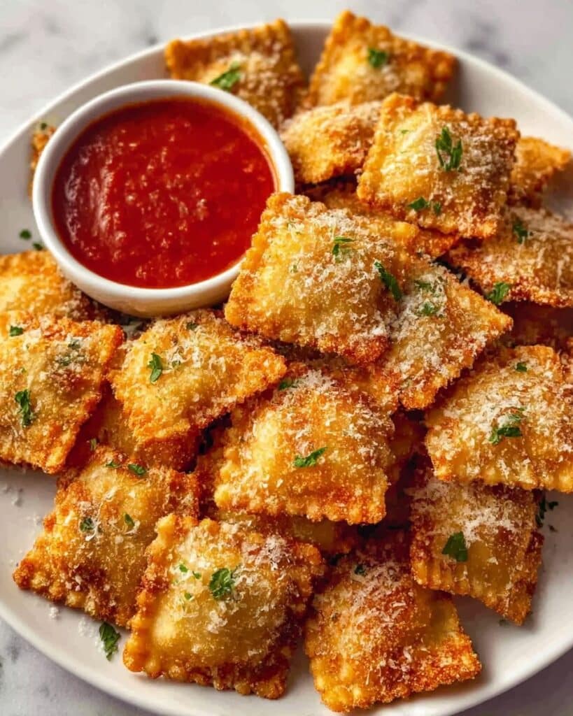 Air Fryer Crispy Ravioli with Parmesan and Marinara Recipe
