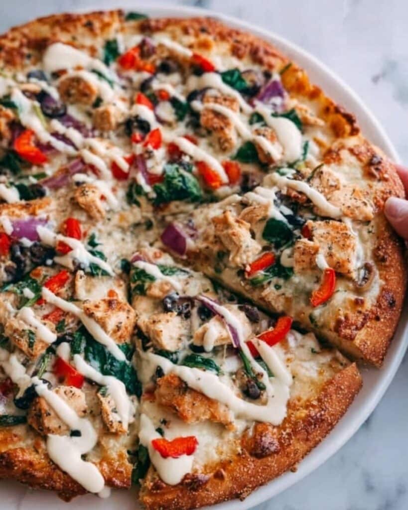 Greek Chicken Pizza with Tzatziki Drizzle Recipe