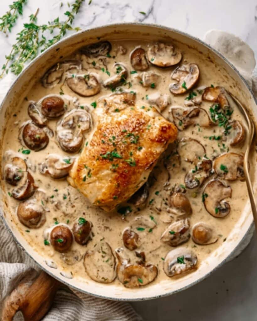 Creamy Mushroom Smothered Chicken Recipe