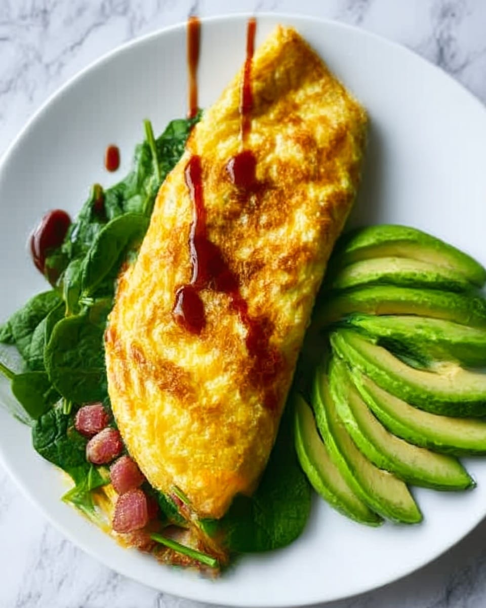 Loaded Breakfast Omelette with Vegetables, Spam, and Cheese Recipe - Recipe Image