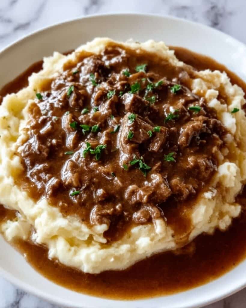 Ground Beef and Gravy Over Mashed Potatoes Recipe