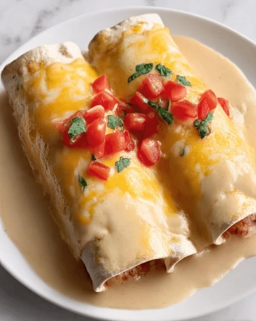 Cheesy Chicken Enchiladas with Creamy Sauce Recipe