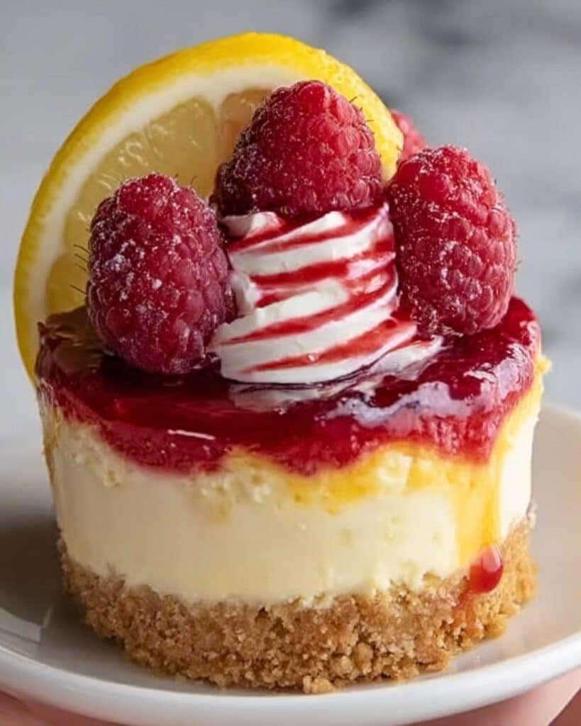 No Bake Raspberry Lemon Swirl Cheesecake Recipe