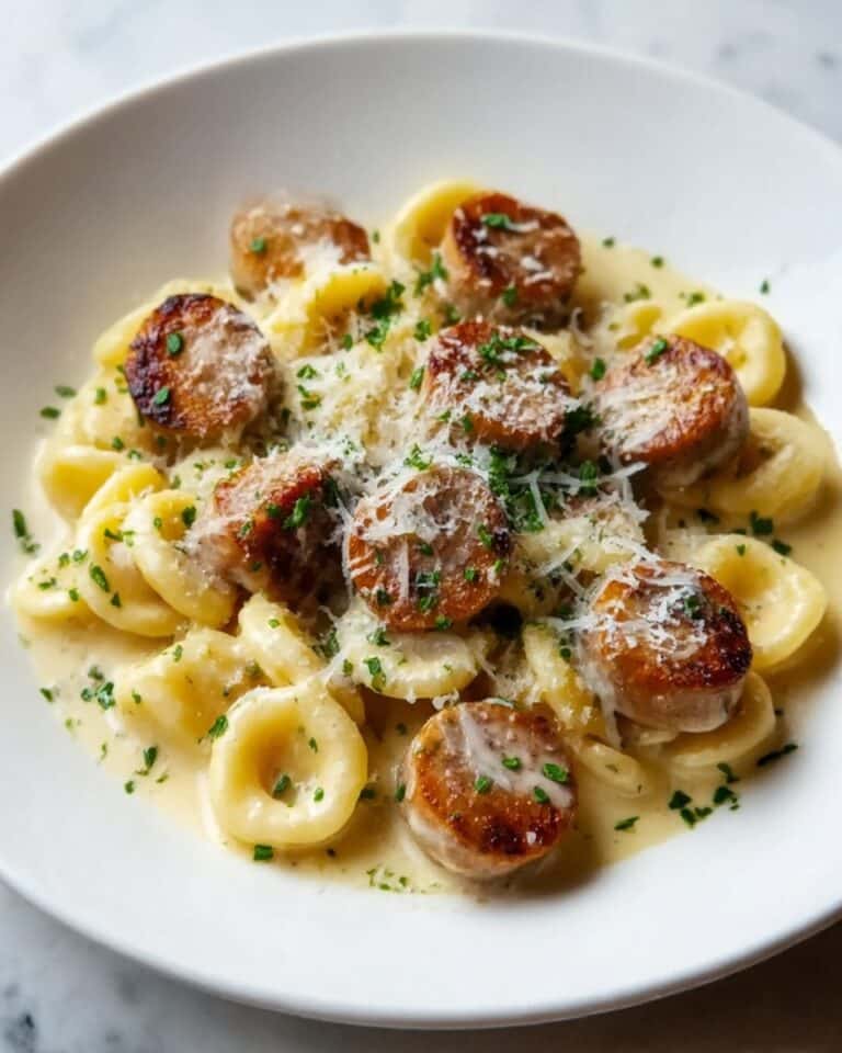 Garlic Butter Sausage with Creamy Parmesan Pasta Recipe