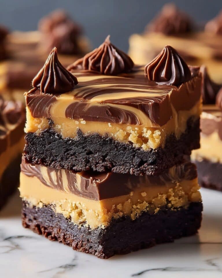 Fudge-Filled Peanut Butter Cake Bars Recipe