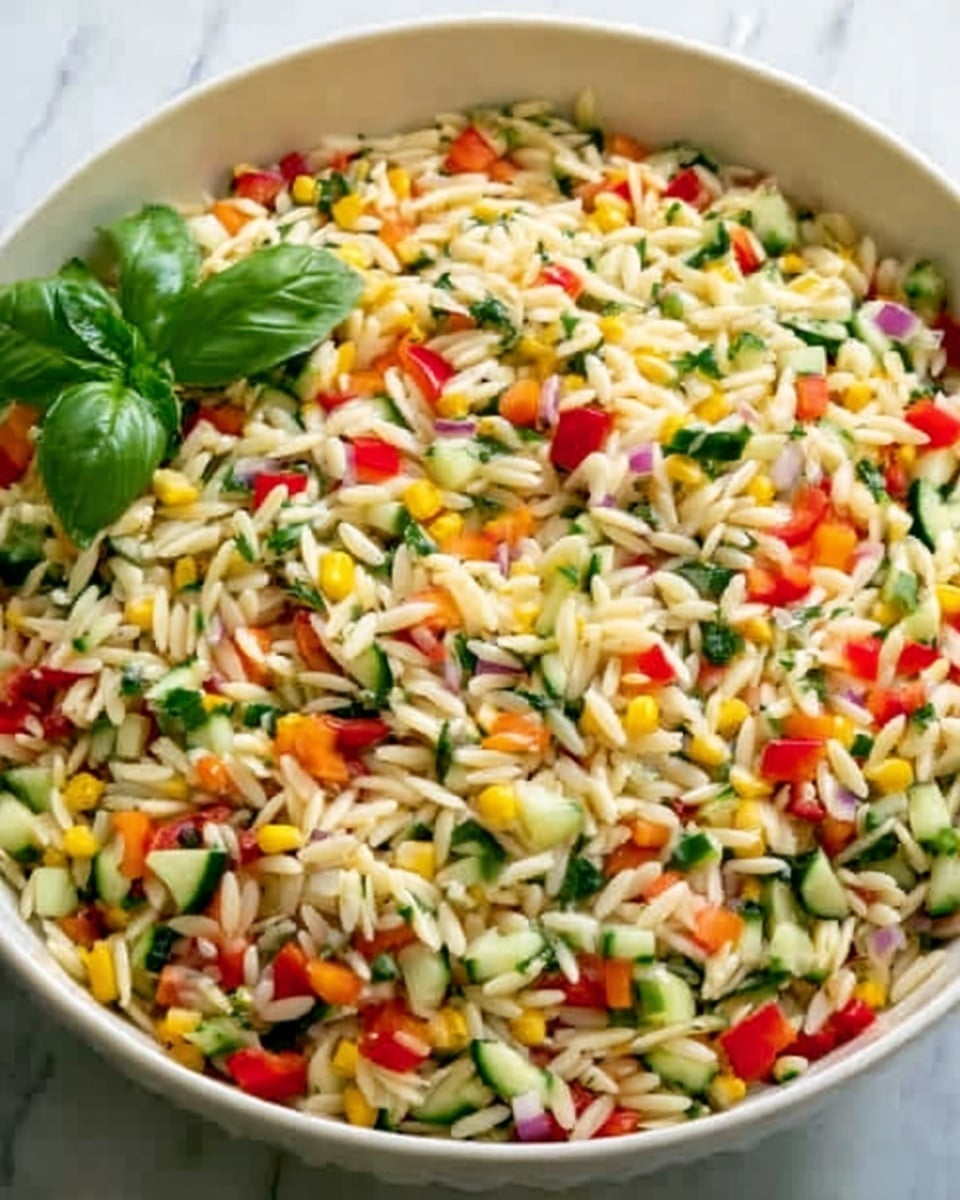Lemony Rainbow Orzo Salad Recipe - Recipe Image