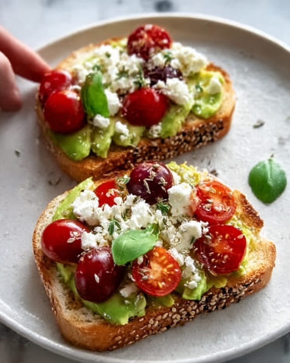 Avocado Feta Toast with Tomato, Cranberries & Olive Oil Recipe - Recipe Image