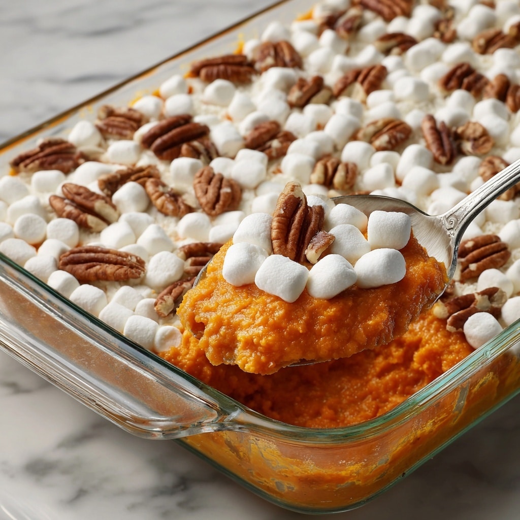 Sweet Potato Casserole with Marshmallows and Pecans Recipe - Recipe Image