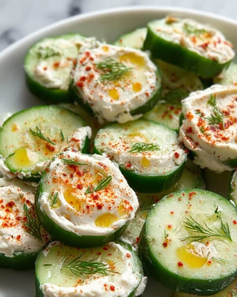Cool Cucumber Hummus Bites with Paprika and Dill Recipe