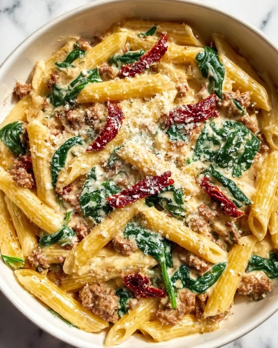 Creamy Tuscan Sausage Pasta Recipe - Recipe Image