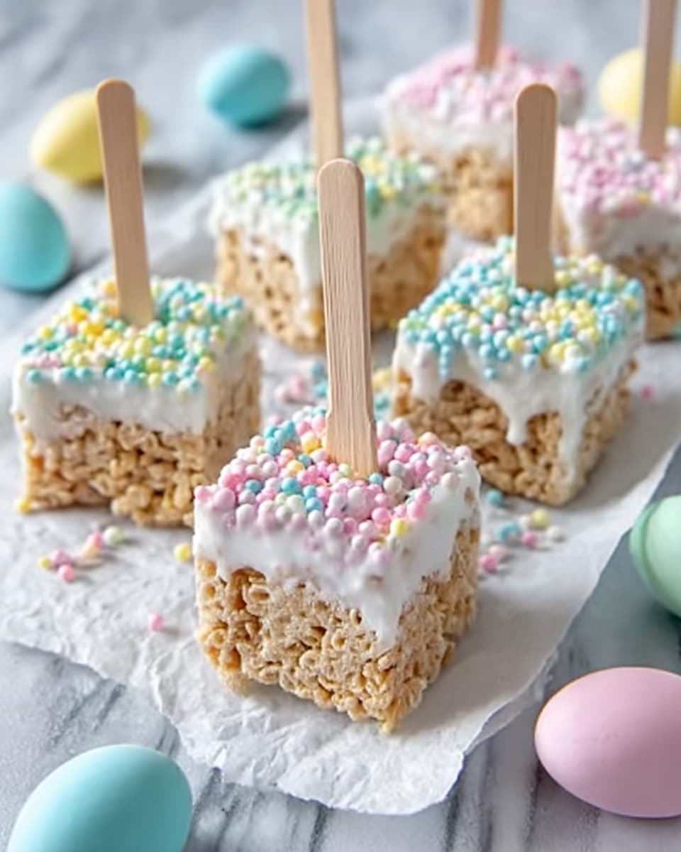 Chocolate-Dipped Easter Rice Krispie Treats Recipe - Recipe Image