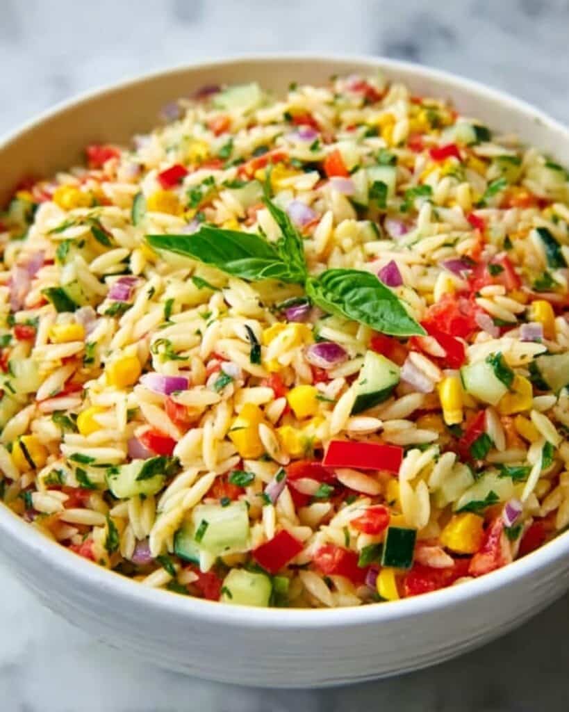 Lemony Rainbow Orzo Salad Recipe