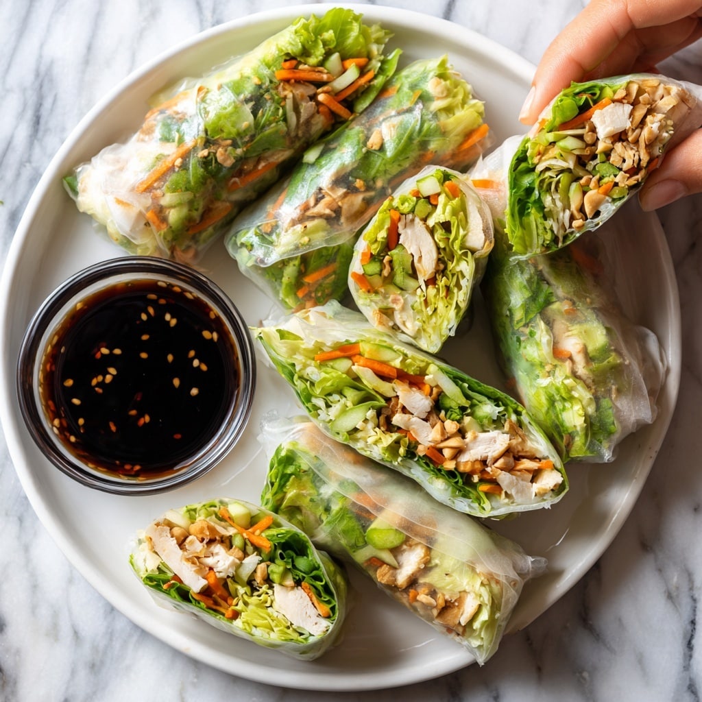 Chicken Spring Rolls with Fresh Vegetables and Sweet Chili Dipping Sauce Recipe
