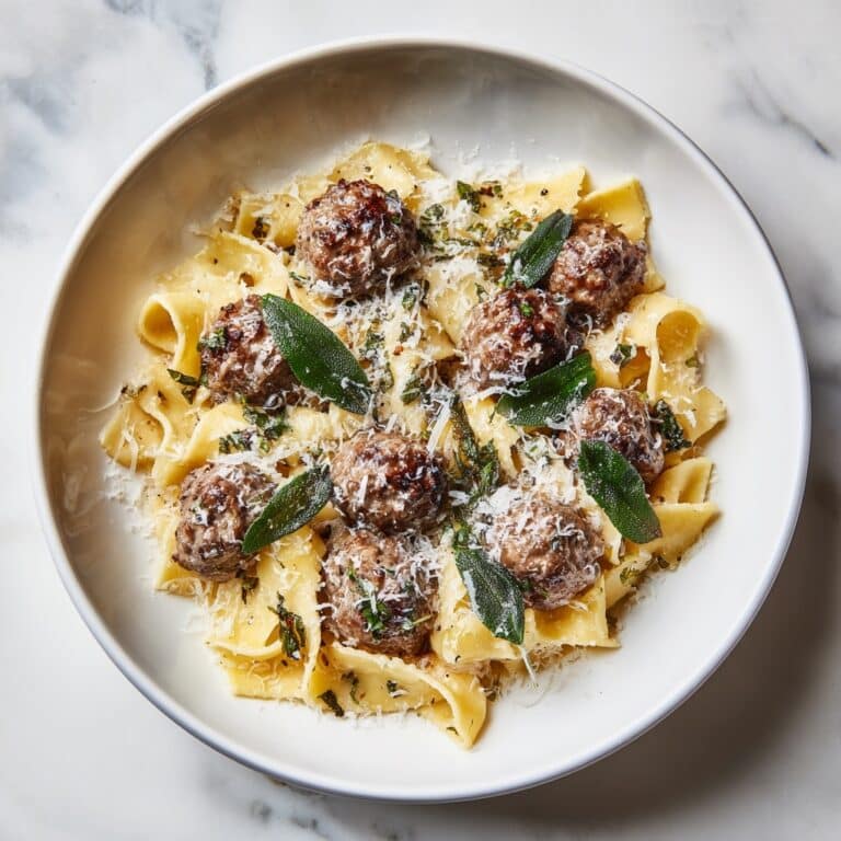 Winter Pasta with Mushrooms, Sausage Meatballs, Walnuts & Crispy Sage Recipe