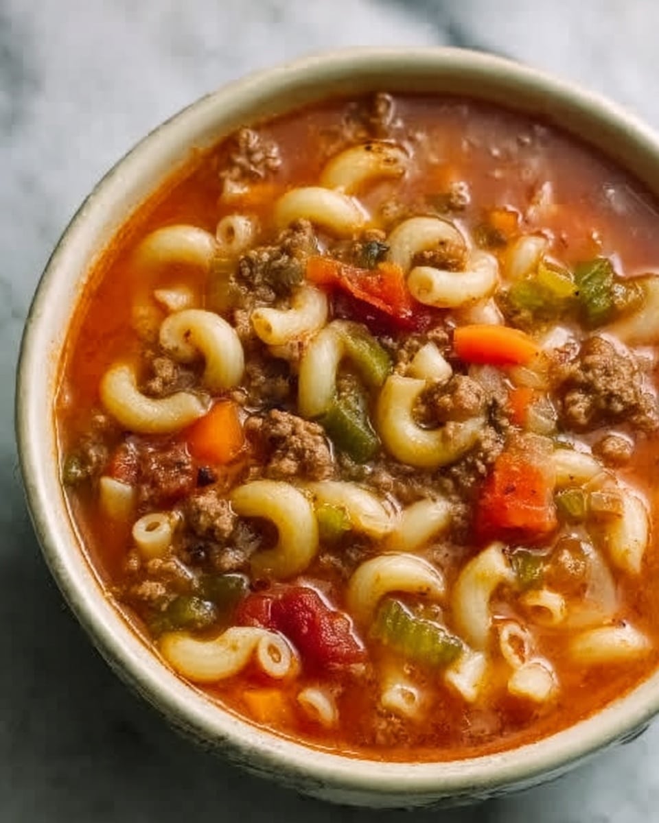 Beef & Tomato Macaroni Soup Recipe - Recipe Image