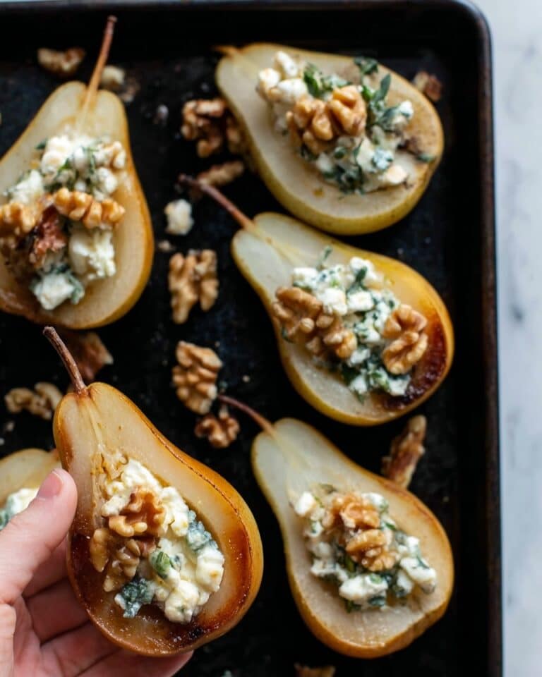 Blue Cheese Stuffed Bosc Pears with Honey and Walnuts Recipe