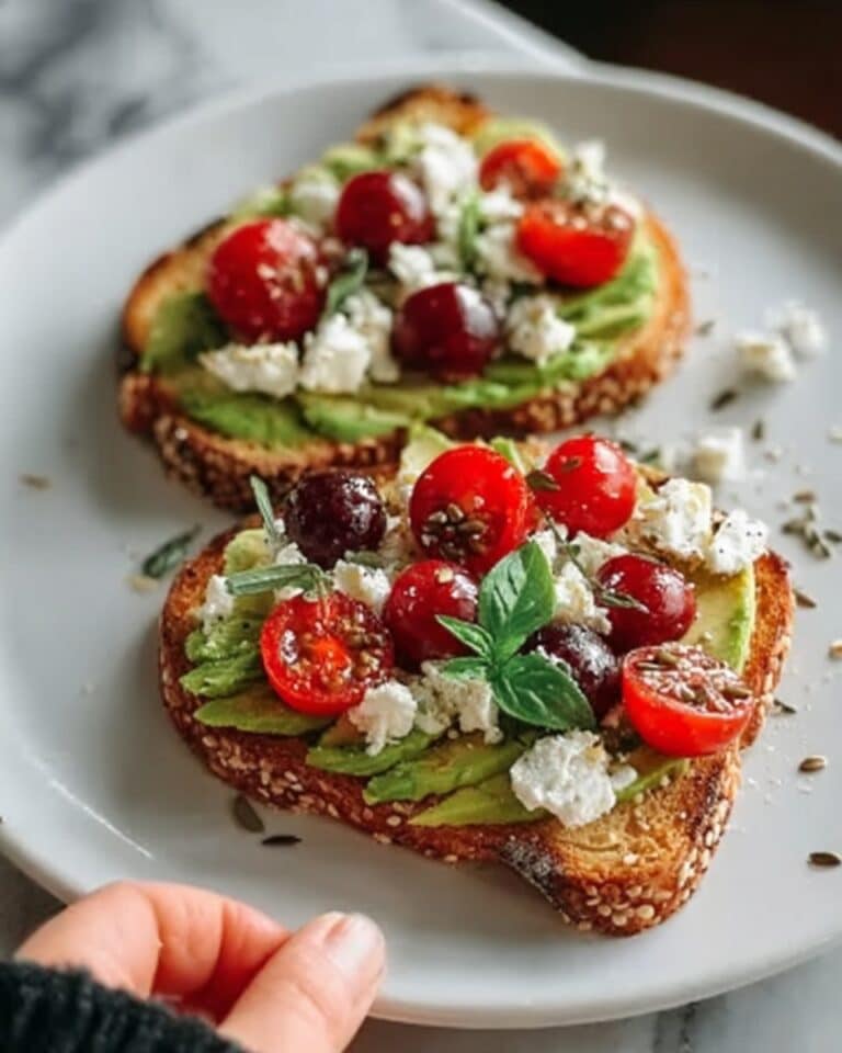 Avocado Feta Toast with Tomato, Cranberries & Olive Oil Recipe