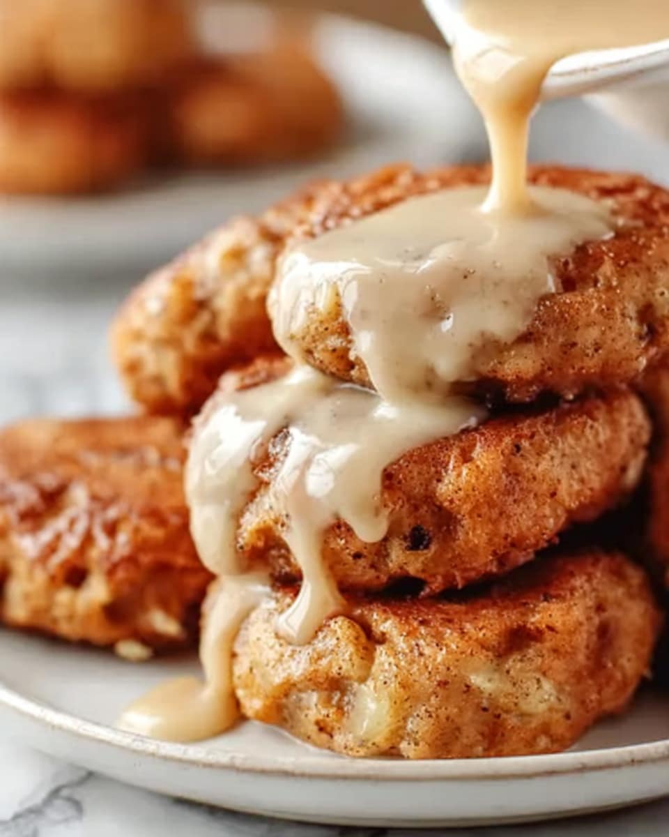 Soft Cinnamon Apple Fritters with Vanilla Glaze Recipe - Recipe Image