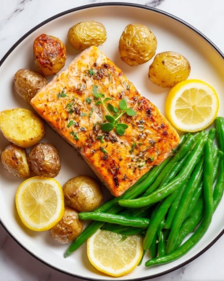Easy Lemon Honey Salmon with Roasted Potatoes and Green Beans Recipe
