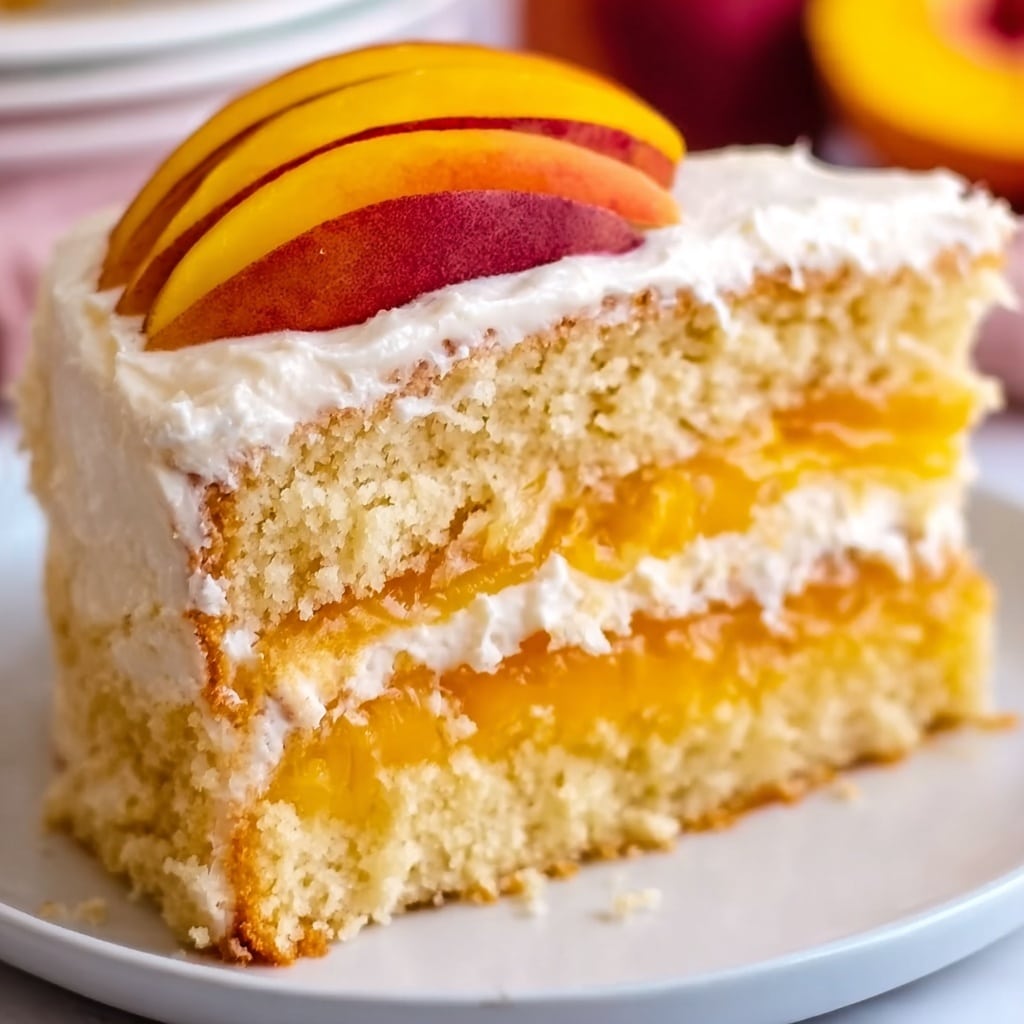 Peach Cake with Brown Sugar Frosting Recipe - Recipe Image