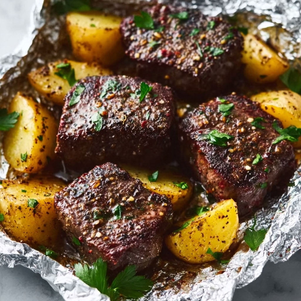 Garlic Steak and Potato Foil Packs Recipe