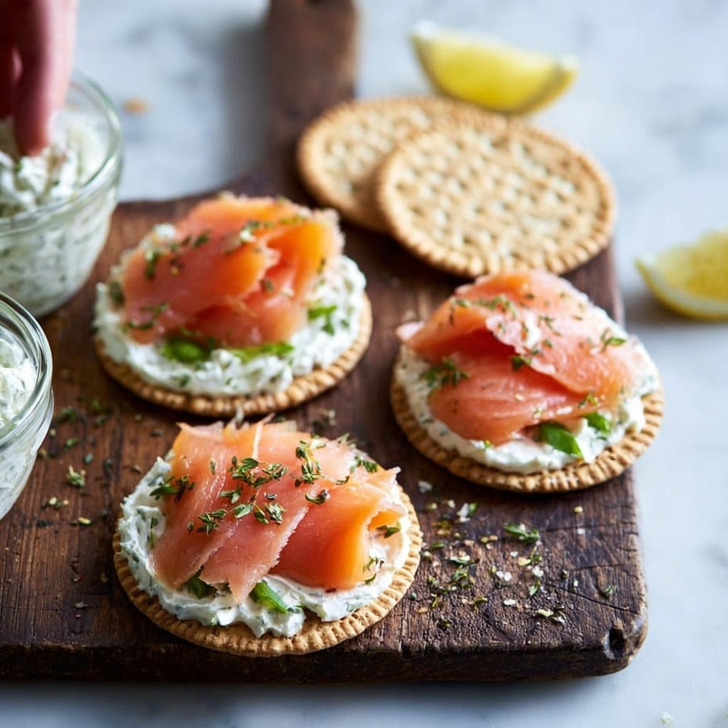 Crispy Potato Pancakes with Smoked Salmon and Fresh Garnishes Recipe - Recipe Image