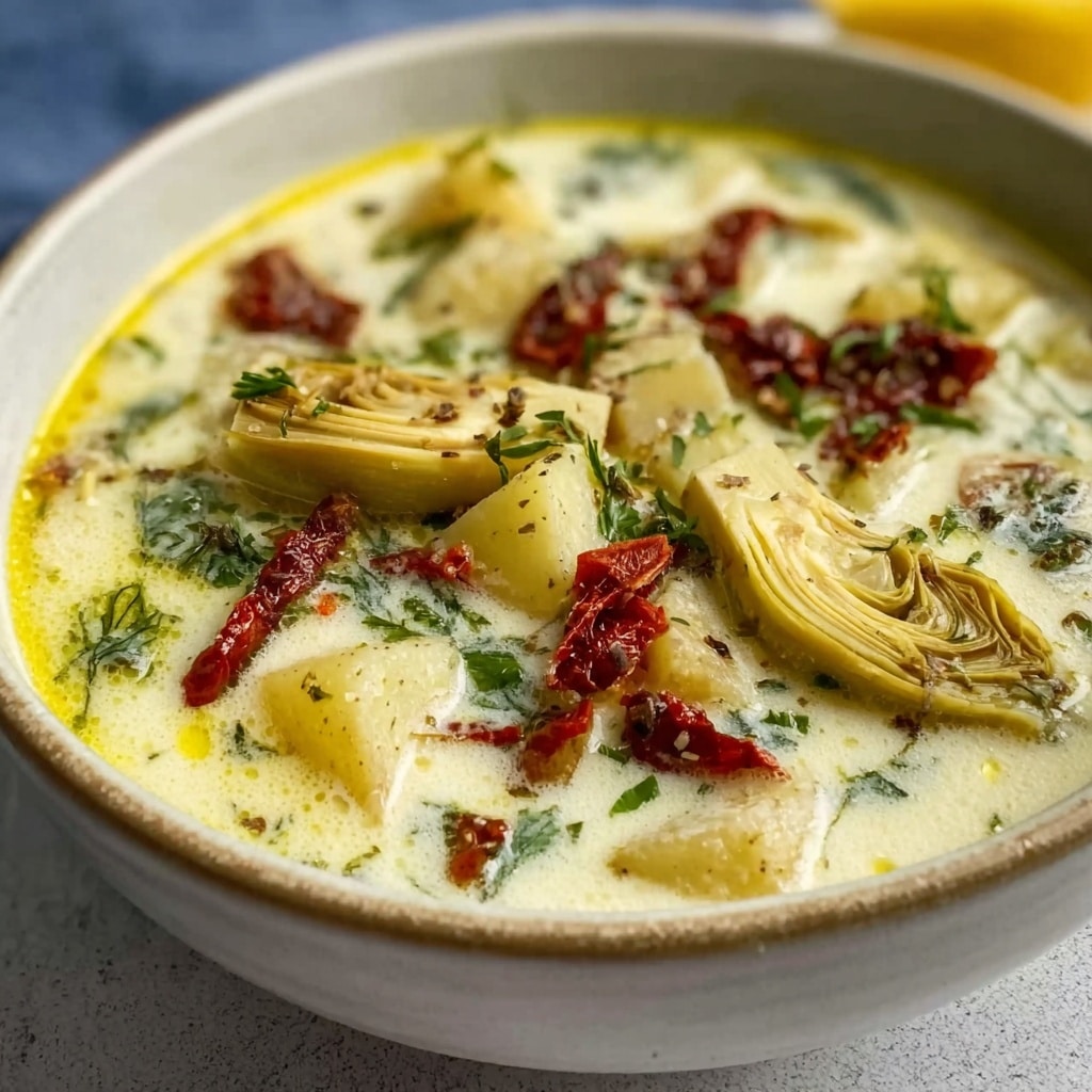 Lemony Tuscan Artichoke Soup Recipe - Recipe Image