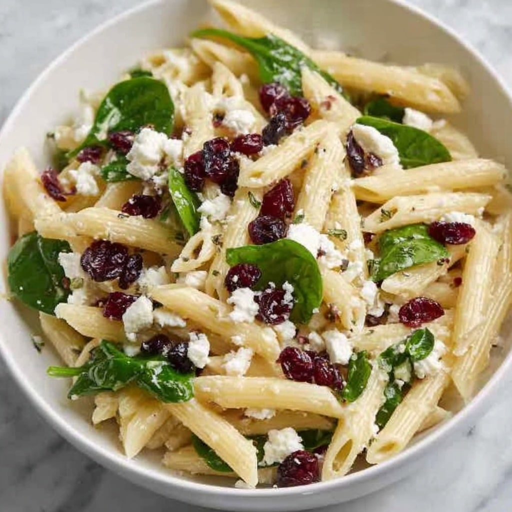 Feta & Cranberry Penne Salad with Orange Vinaigrette Recipe - Recipe Image