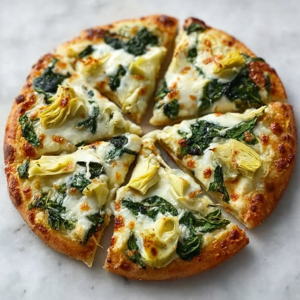 High Protein Spinach Artichoke Pizza Recipe - Recipe Image