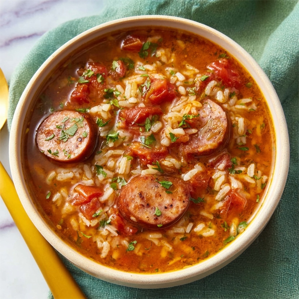Spicy Jambalaya Soup with Andouille Sausage and Chicken Recipe - Recipe Image