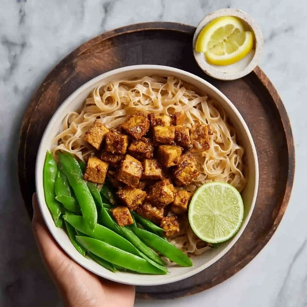 Crispy Tofu Bowls with Curry Noodles and Chili Green Beans Recipe - Recipe Image