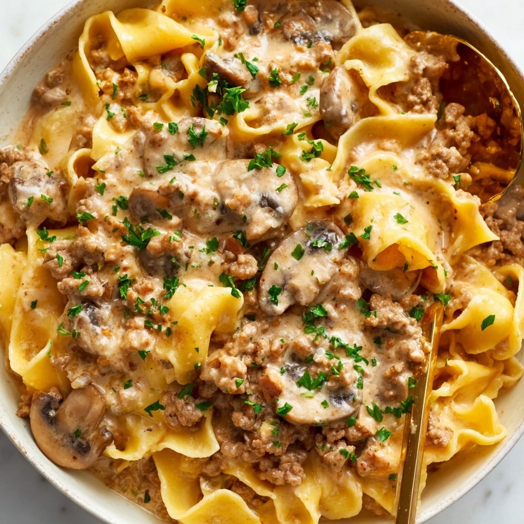 One-Pot Ground Beef Stroganoff Recipe - Recipe Image