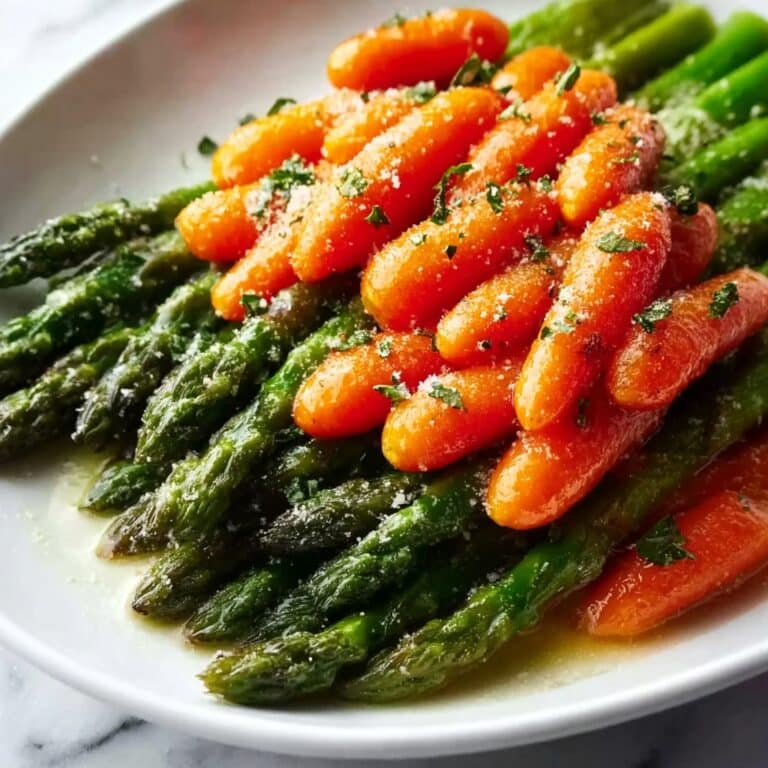 Roasted Asparagus and Carrots with Garlic, Thyme, and Parmesan Recipe