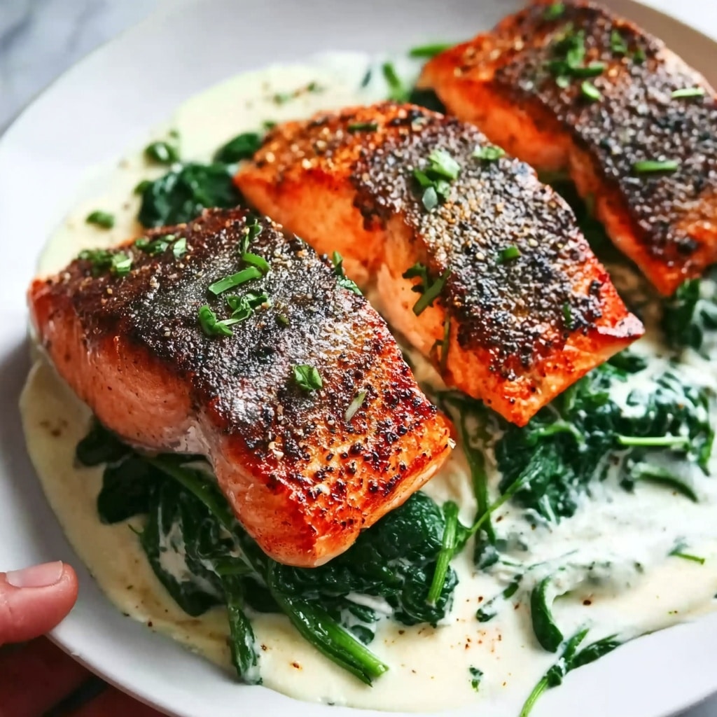 Blackened Salmon Stuffed with Spinach and Parmesan Recipe