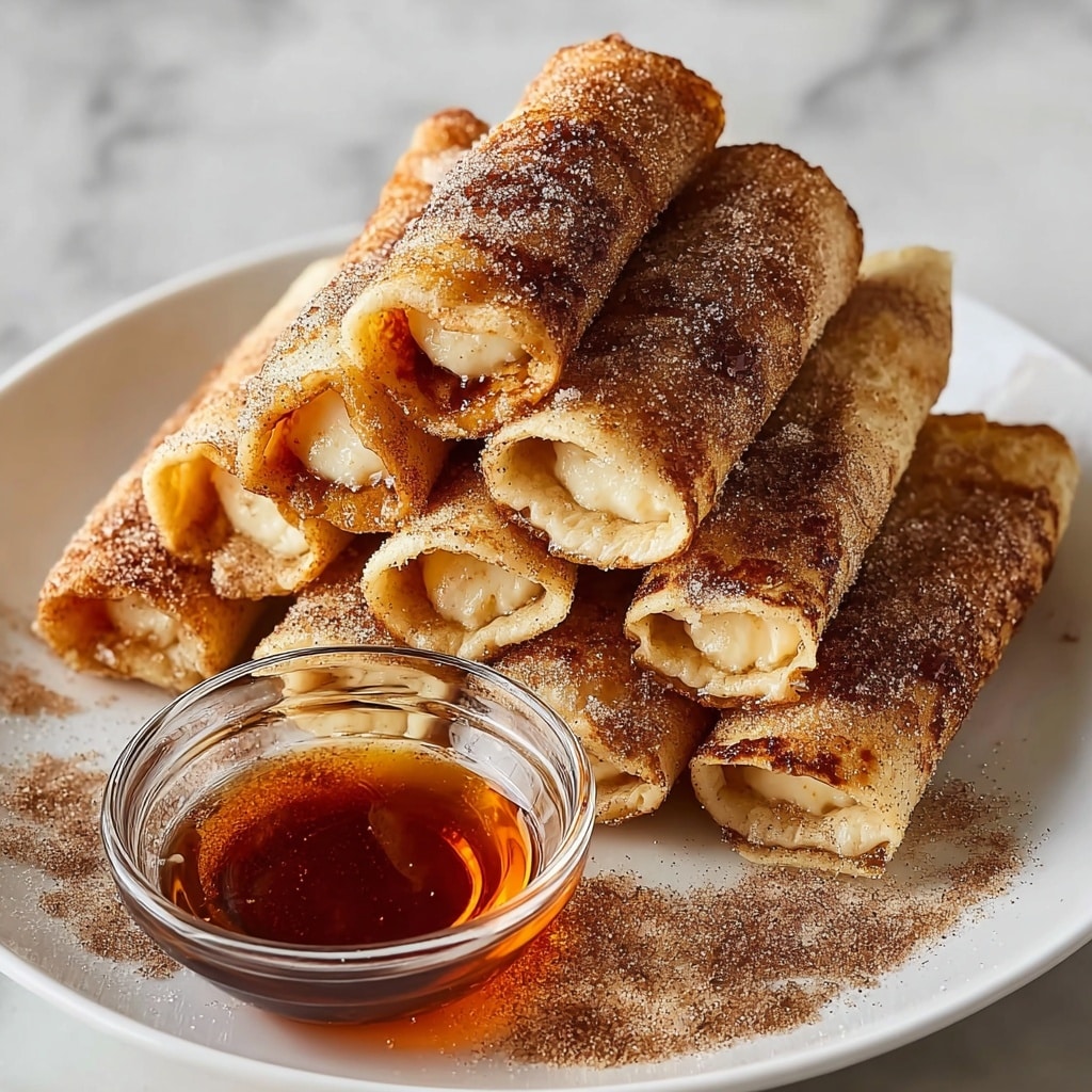 French Toast Roll-Ups with Cream Cheese Filling and Toppings Recipe