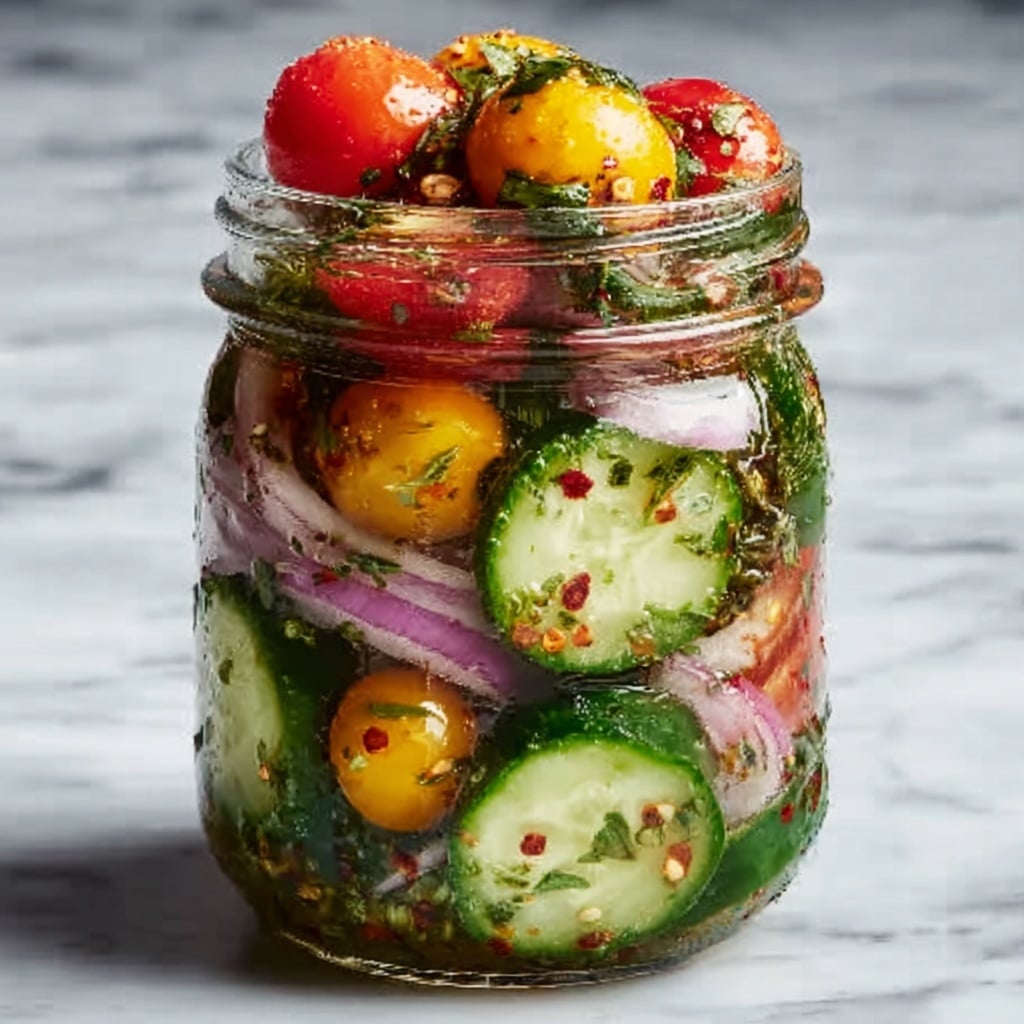 Marinated Cucumbers, Onions, and Tomatoes Recipe - Recipe Image