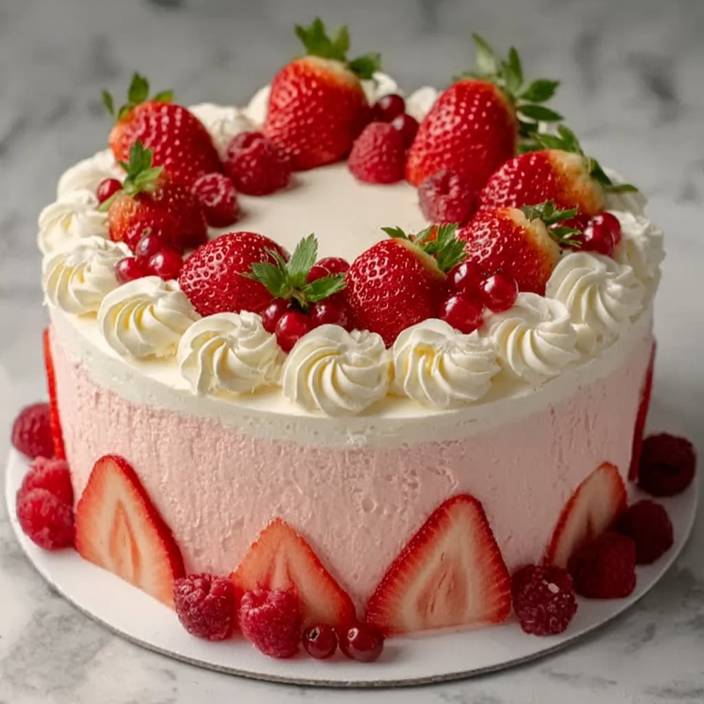 Vanilla Strawberry Ombre Cake Recipe - Recipe Image