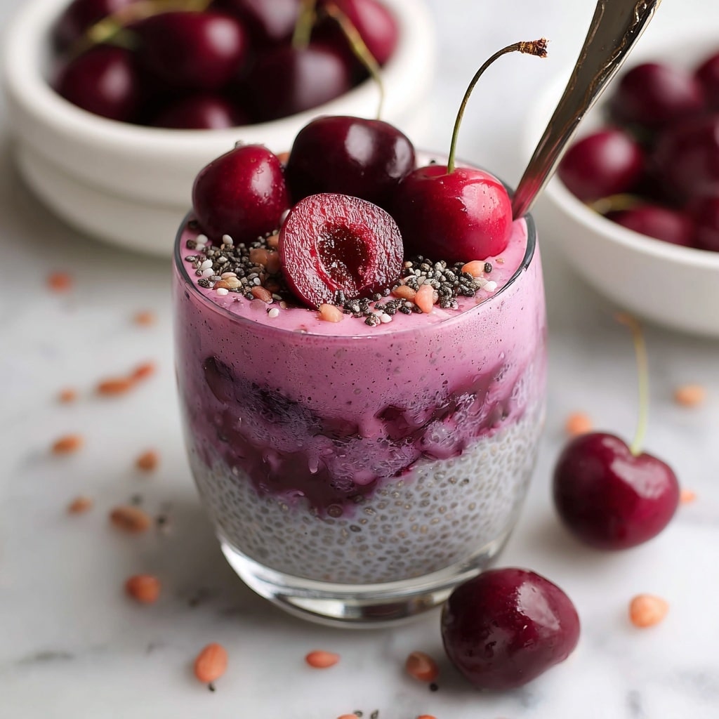 Cherry Chia Pudding with Toasted Cherries and Cream Recipe - Recipe Image