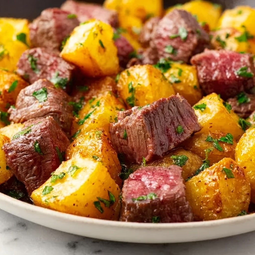 Garlic Butter Beef Bites and Potatoes Recipe