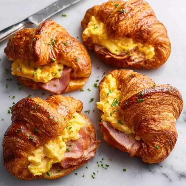 Croissant Breakfast Sandwiches with Dijon Honey Spread and Scrambled Eggs Recipe
