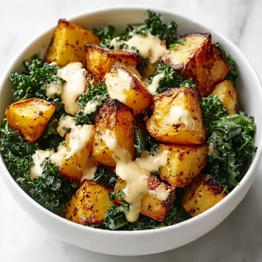 Spicy Potato Kale Bowls with Mustard Tahini Dressing Recipe - Recipe Image