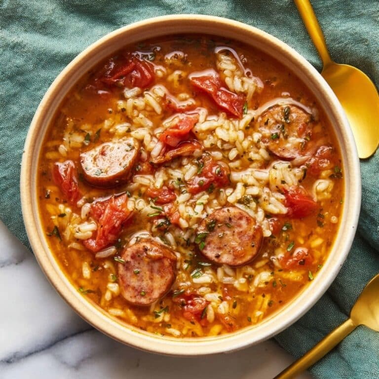 Spicy Jambalaya Soup with Andouille Sausage and Chicken Recipe