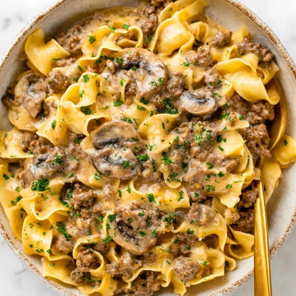 One-Pot Ground Beef Stroganoff Recipe - Recipe Image