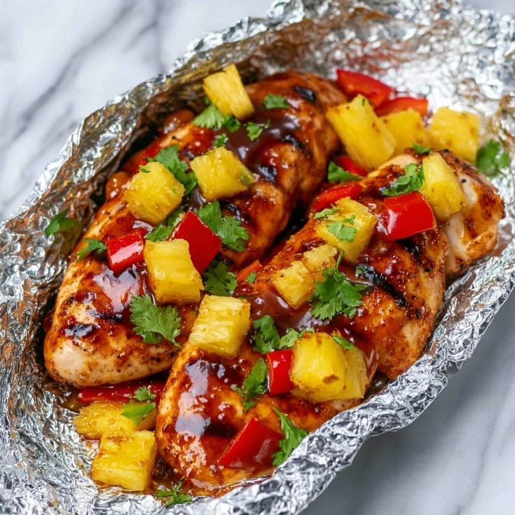 Hawaiian BBQ Chicken Pineapple Foil Packets Recipe