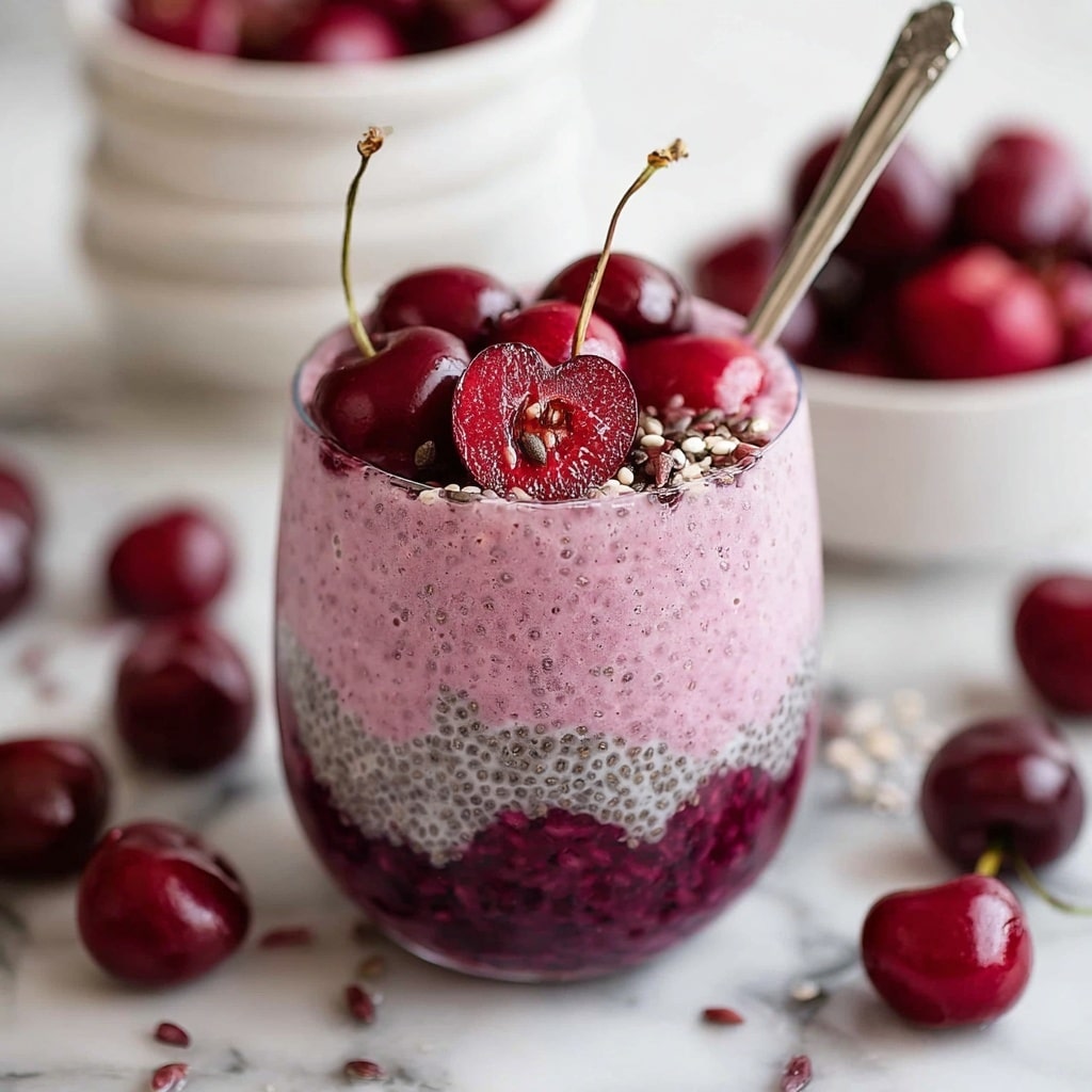 Cherry Chia Pudding with Toasted Cherries and Cream Recipe - Recipe Image