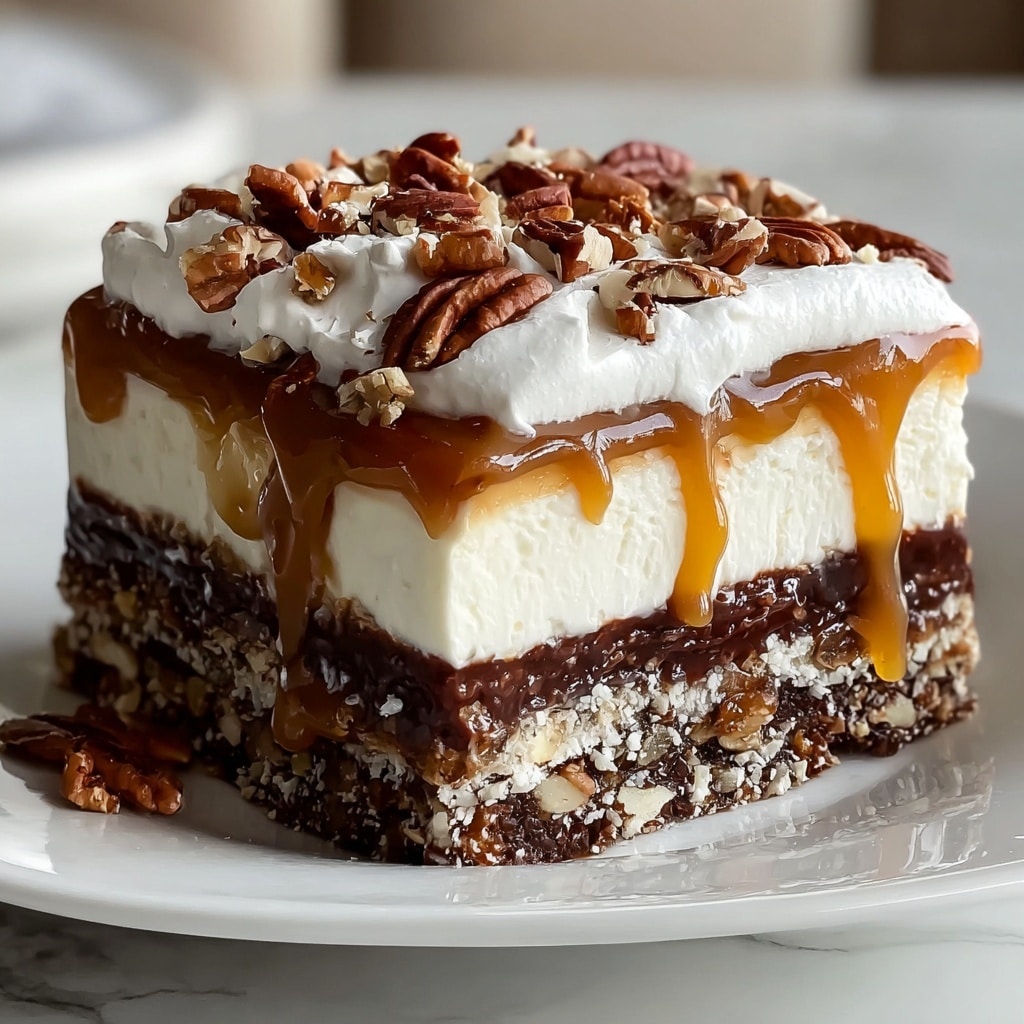 Easy No Bake Turtle Lasagna Dessert Recipe - Recipe Image